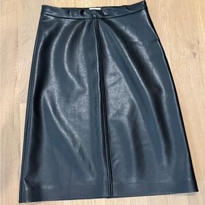 Wilfred Black Leather Pencil Skirt